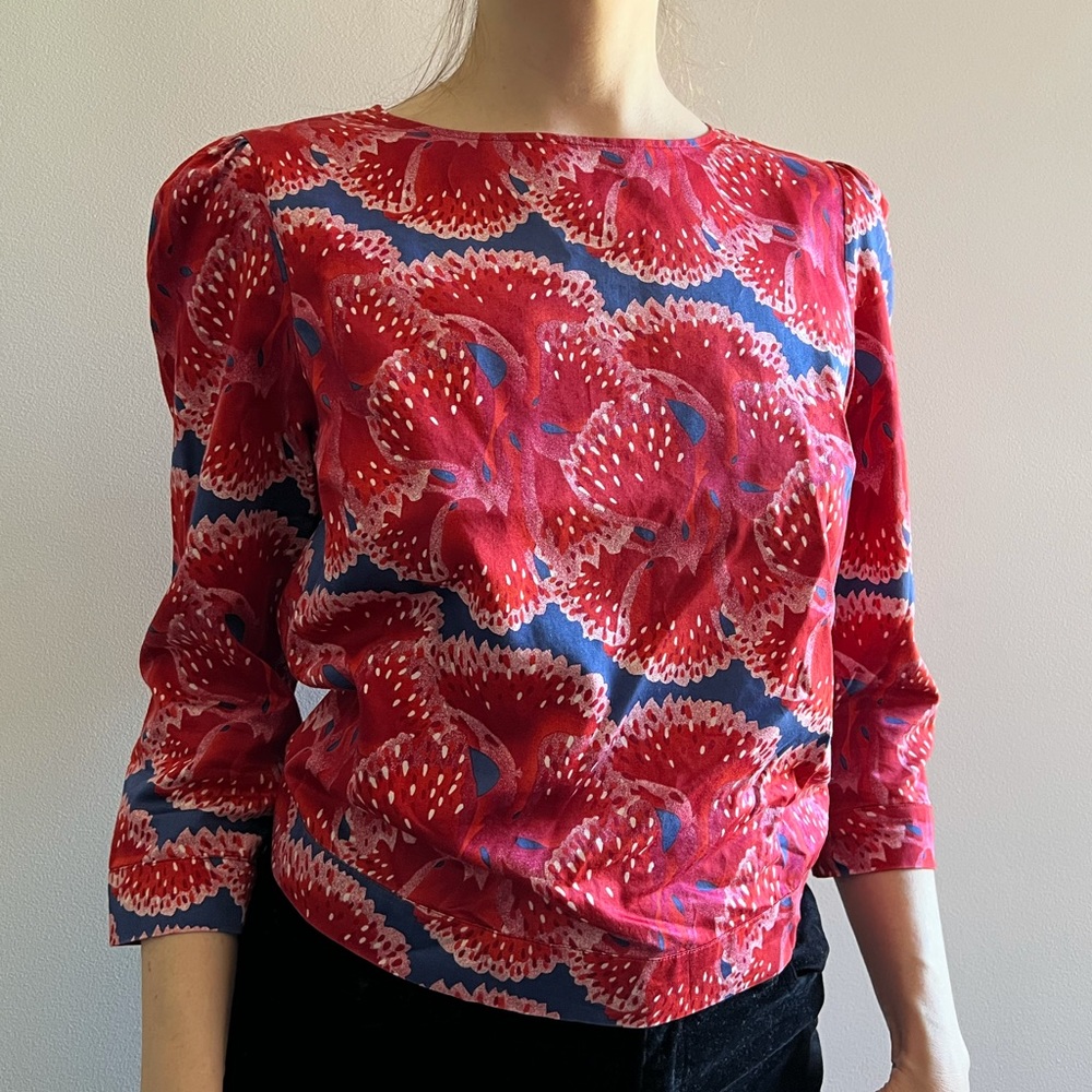 100% Cotton Abstracted Floral Brooks Brothers Top